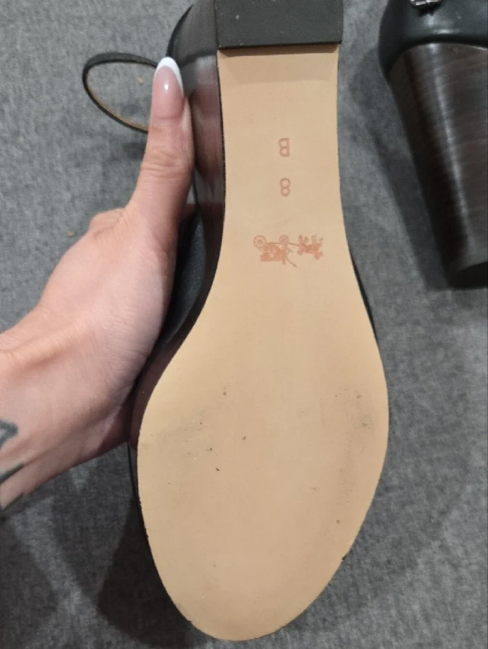 Coach Black Leather Wedge Sandals  **NEVER WORN** ONLY ONE FLAW. PLEASE SEE PICS